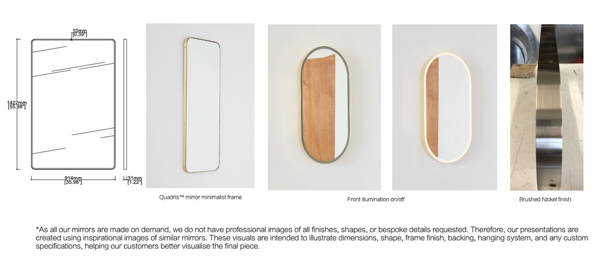 Second Payment - Set of 3 Bespoke Mirrors: 2 x Wall Hanging Quadris™ and 1 x Countertop to Ceiling Orbis™
