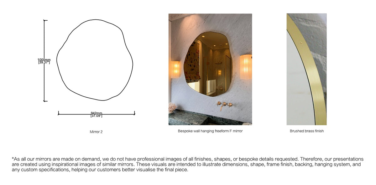 Set of 3 Bespoke Freeform Mirrors (1000 x 942 x 18mm)