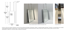 Bespoke ceiling suspended Quadris™ mirror Minimalist frame brushed nickel plated finish (1219 x 610 x 41mm)