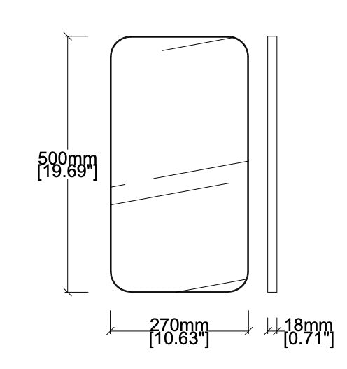 Bespoke Wall Hanging Quadris™ Mirror Minimalist Frame Polished Brass Finish (500 x 270 x 18mm)