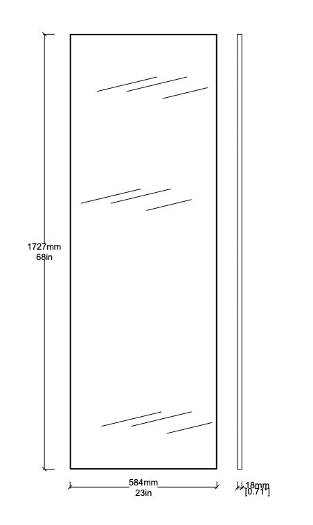 Bespoke Wall Hanging Quadris™ Mirror Minimalist Frame Polished Brass Finish  (1727x 584 x 18mm)