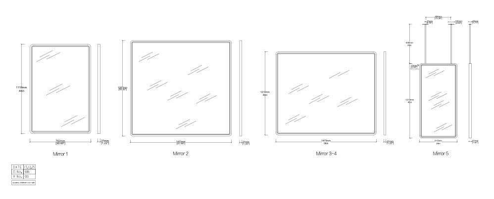 Set of 9 Bespoke Mirrors - 7 Wall Hanging and 2 Suspended