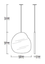 Set of 2 Bespoke Suspended Ergon™ Organic Mirror Brushed Brass Frame 1 Rod (550 x 520 x 30mm)