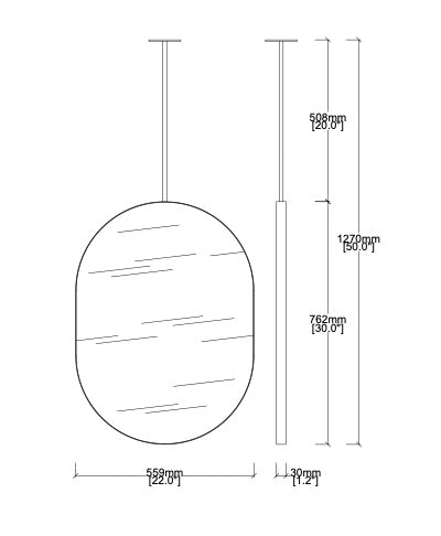 Bespoke Suspended Capsula™ Mirror Bronze Tint Brushed Brass Frame Finish 1 Rod (762 x 559 x 30mm)