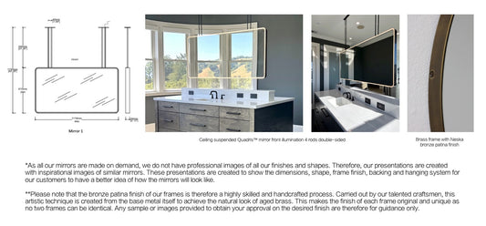 Set of 3 Bespoke Mirrors: 1 x Suspended Quadris™ and 2 x Wall Hanging Capsula™ Mirrors