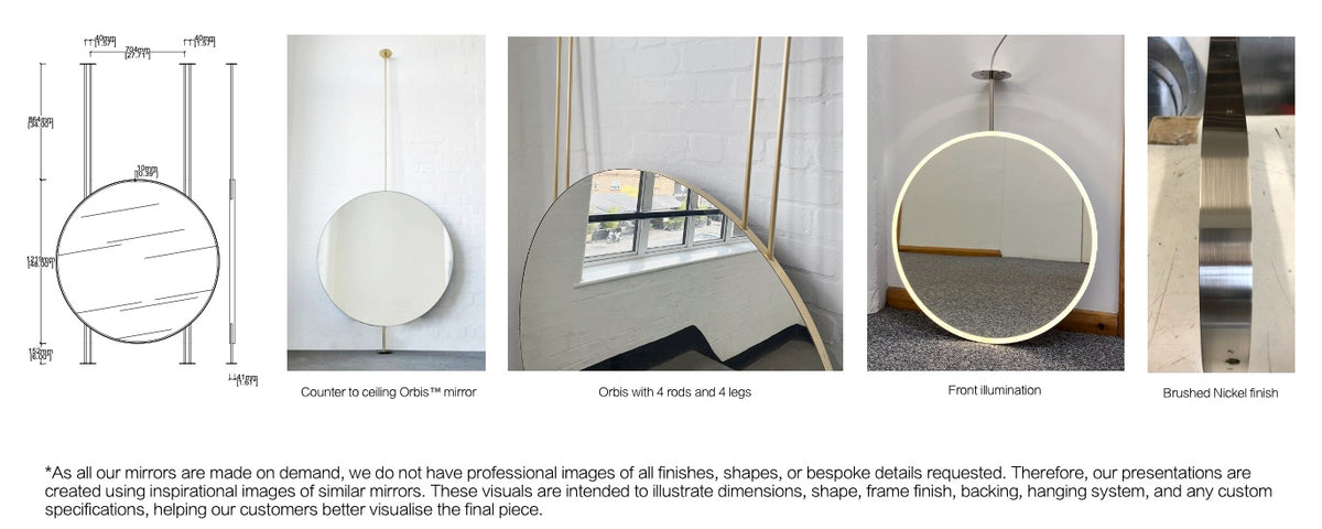 Second Payment - Set of 3 Bespoke Mirrors: 2 x Wall Hanging Quadris™ and 1 x Countertop to Ceiling Orbis™