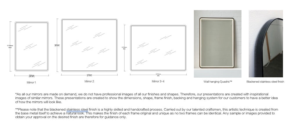 Set of 9 Bespoke Mirrors - 7 Wall Hanging and 2 Suspended