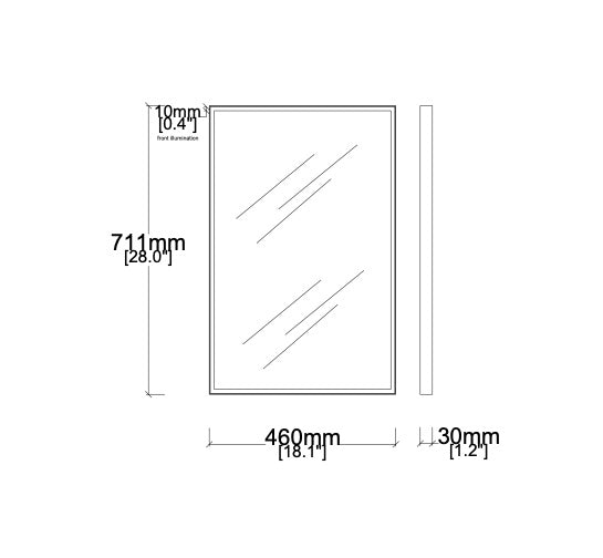 Set of 3 Bespoke Quadris™ Mirrors Polished Stainless Steel Frame Front Illumination (711 x 460 x 31mm)