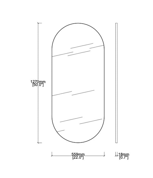 Bespoke Capsula™ mirror Gold Tint Brushed Brass (1270 x 559 x 18mm)