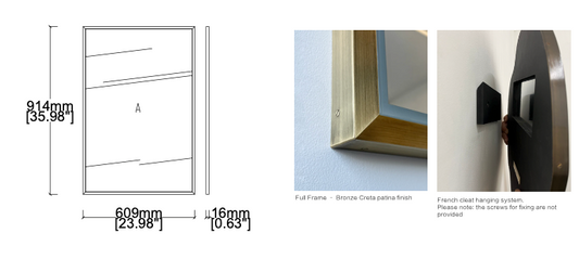 2 Bespoke Mirrors- Wall hanging Quadris Full Frame (914 x 609 x 16mm) - Bespoke shaped mirror panel (863 x 533 x 13mm)