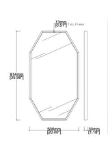 Bespoke Wall Hanging Octagonal™ Mirror  No Illumination Brass Frame with Creta Bronze Patina Finish  Full Frame  (914 x 508 x 30mm)