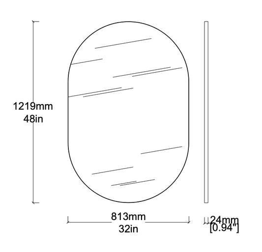 Bespoke Wall Hanging Capsula™ Mirror No Illumination Minimalist Frame Matte Black Finish Mirror (1219 X 813 X 24mm)