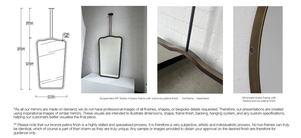 FINAL PAYMENT - Bespoke Ceiling Suspended Vintage Series 4  Double-Sided Front Illumination  Full Frame – Seamless Brass With Neska Bronze Patina Twin Rods (1016 X 610 X 54mm)