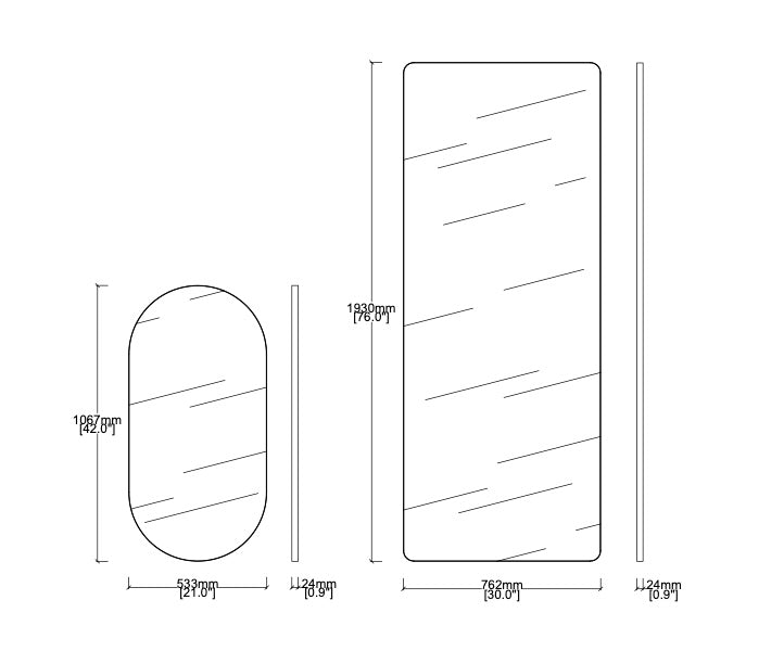 Set of 2 Bespoke Mirrors for MEADQUIN - Capsula™ and Quadris™ Mirrors Brushed Brass Frame Finish No Illumination