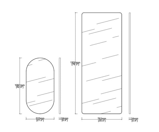 Set of 2 Bespoke Mirrors for MEADQUIN - Capsula™ and Quadris™ Mirrors Brushed Brass Frame Finish No Illumination