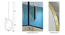 Bespoke Suspended Capsula™ Mirror Brushed Brass Frame and Backing Unlacquered 1 Rod Front Illumination (711 x 457 x 41mm)