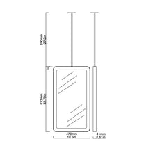 Ceiling Suspended Quadris™ Rectangular Illuminated Mirror with Brass Tray Frame
