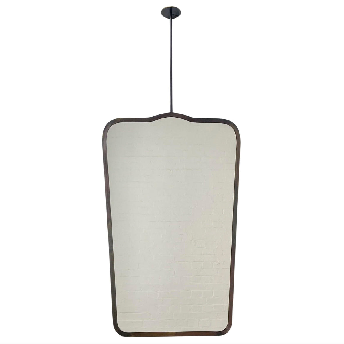 In Stock Mid Century Art Deco Ceiling Suspended Mirror with Bronze Patina Frame - AP Vintage Series Four