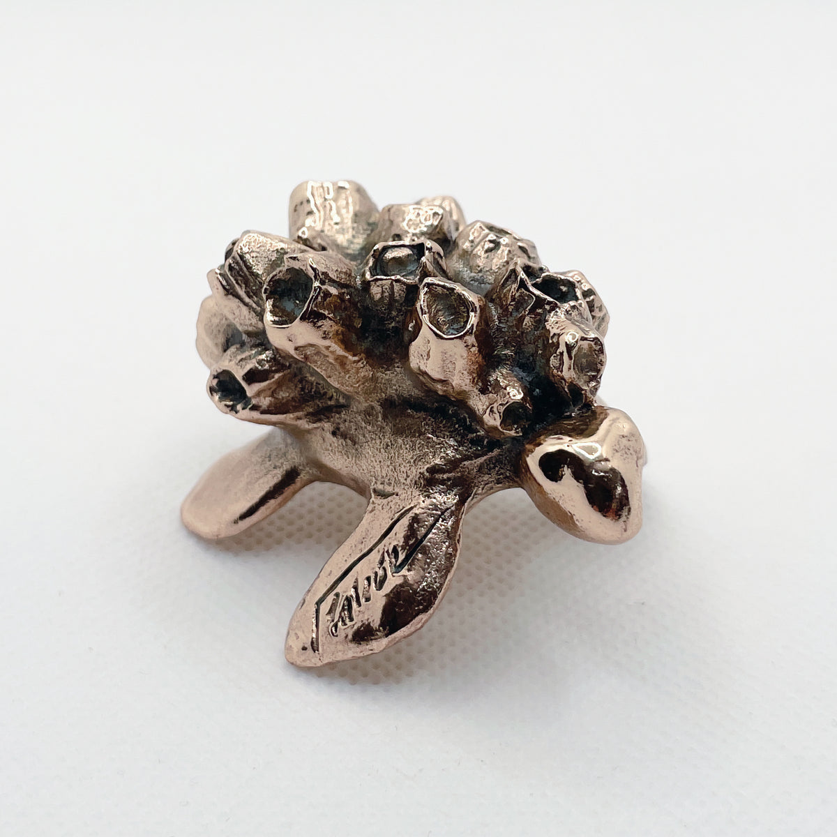 Handcast Miniature Sea Turtle Animal Bronze Sculpture by Javier de la Rosa