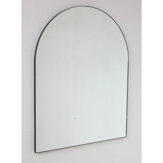 In Stock Arcus™ Arch shaped Overmantel Mirror with Contemporary Bronze Patina Frame