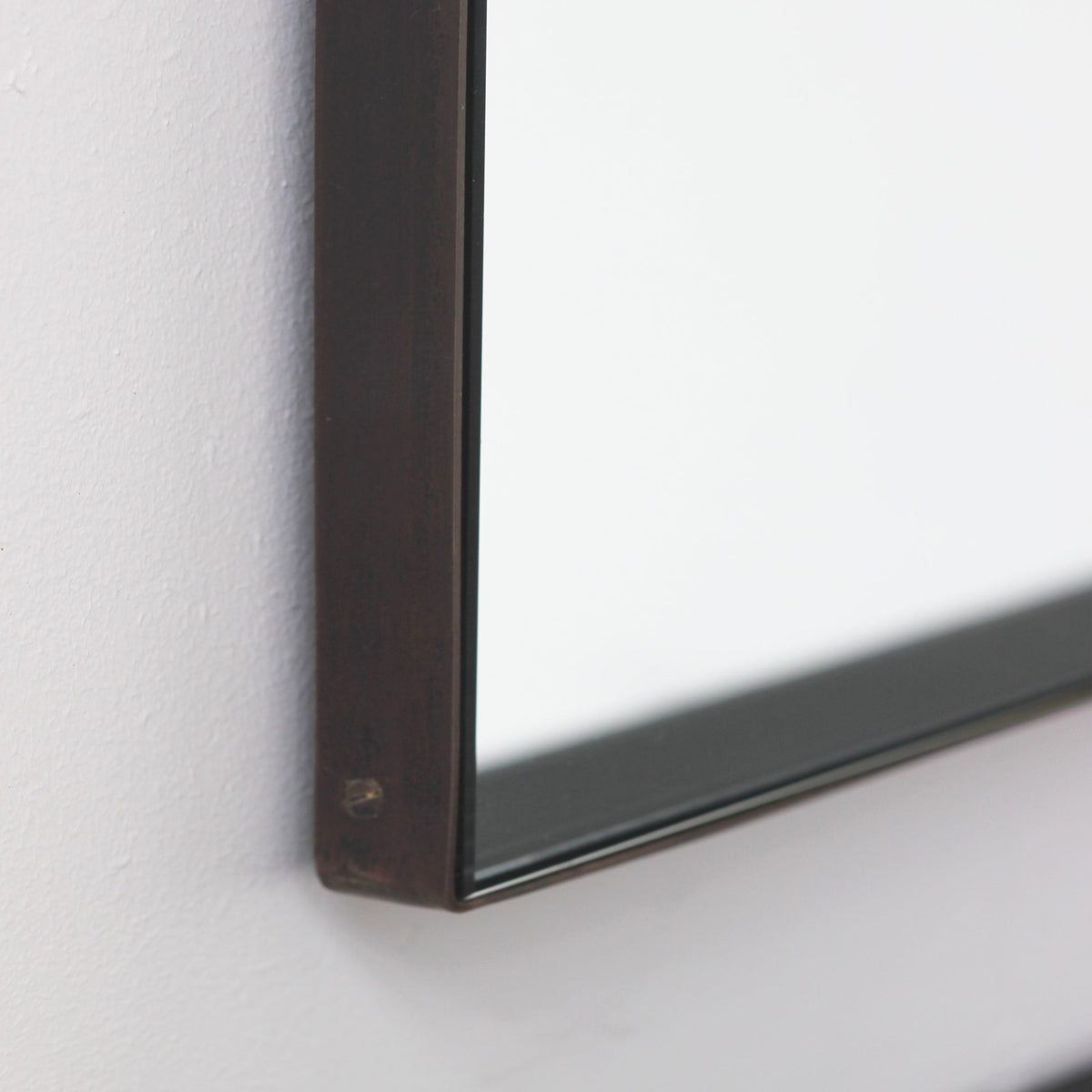 In Stock Arcus™ Arch shaped Overmantel Mirror with Contemporary Bronze Patina Frame