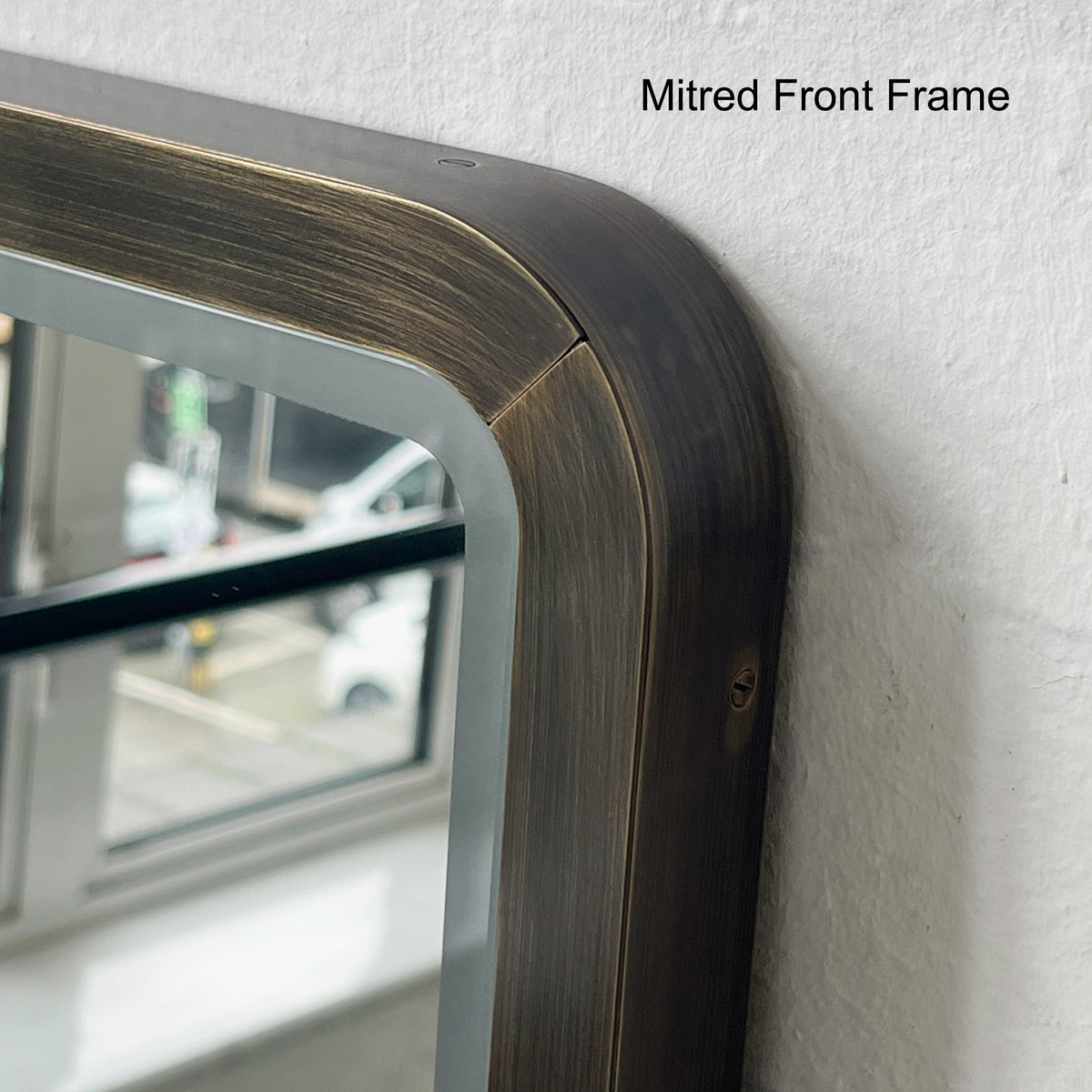 Mid Century Inspired Ceiling Suspended Mirror with Bronze Patina Frame - Vintage N.4