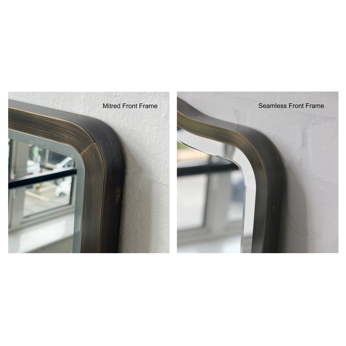 Quadris™ Rectangular Long Mirror with Bronze Patina Mitred Full Frame