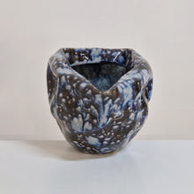 Large Irregular Form Ceramic Sculpture with Black and Blue Glaze