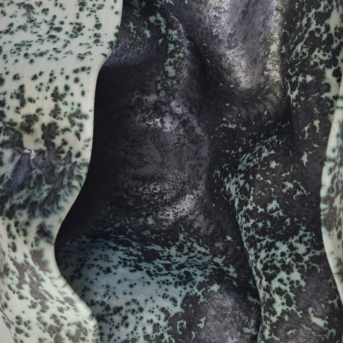 No. 159 Wide Undulating Form with a Speckled Glaze, Ceramic Sculpture Vessel