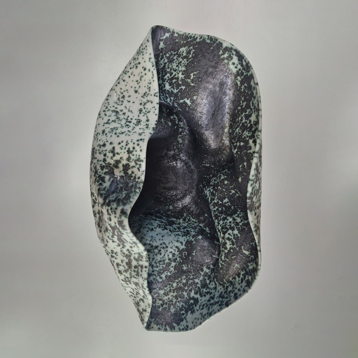 No. 159 Wide Undulating Form with a Speckled Glaze, Ceramic Sculpture Vessel
