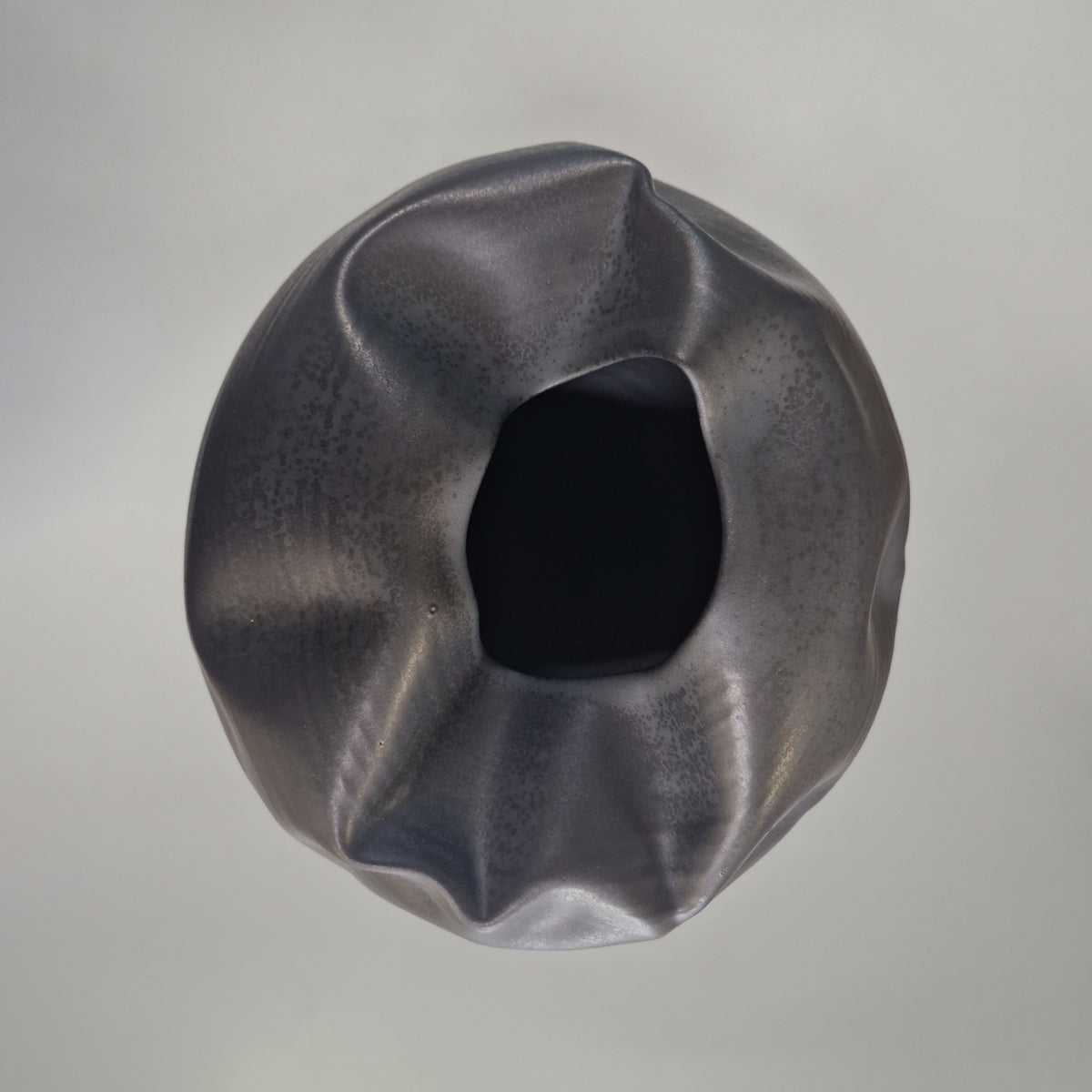 No. 155 Breathing In Enclosed Black Form, Unique Ceramic Sculpture Vessel