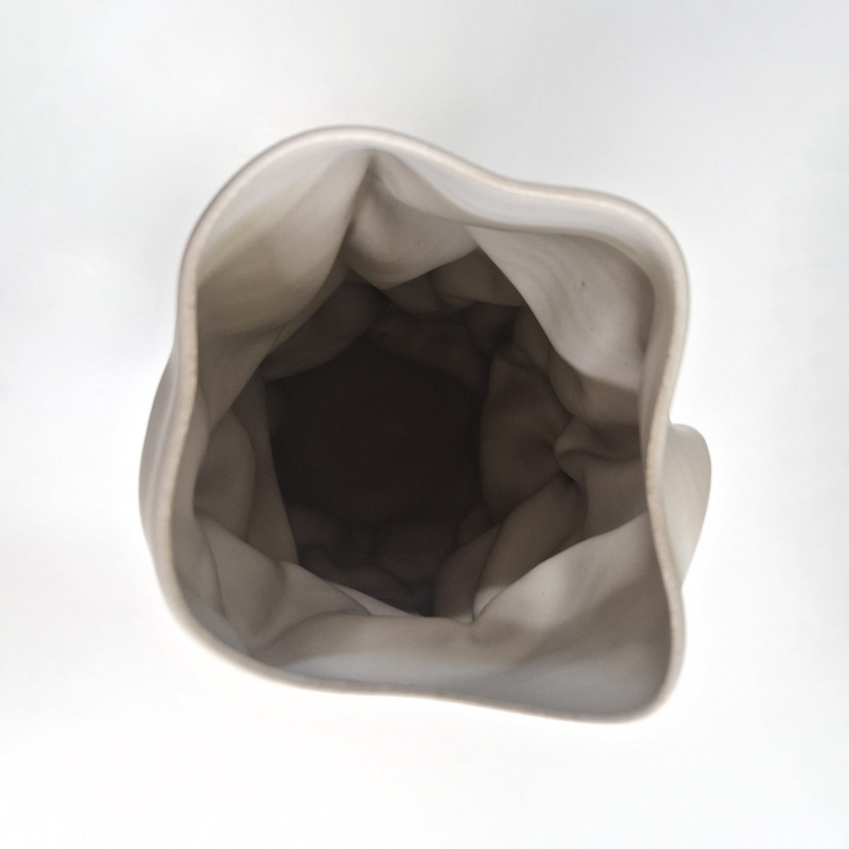 No. 164 White Crumpled Form Ceramic Vessel, Unique Sculpture