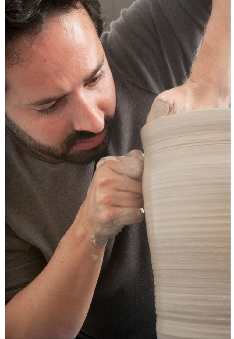 No. 163 White Crumpled Form Vessel, Unique Ceramic Sculpture