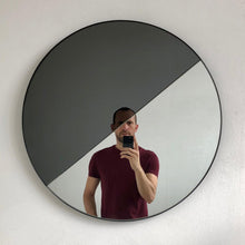 Orbis Dualis™ Mixed Tint (Black + Silver) Customisable Round Mirror with Black Frame