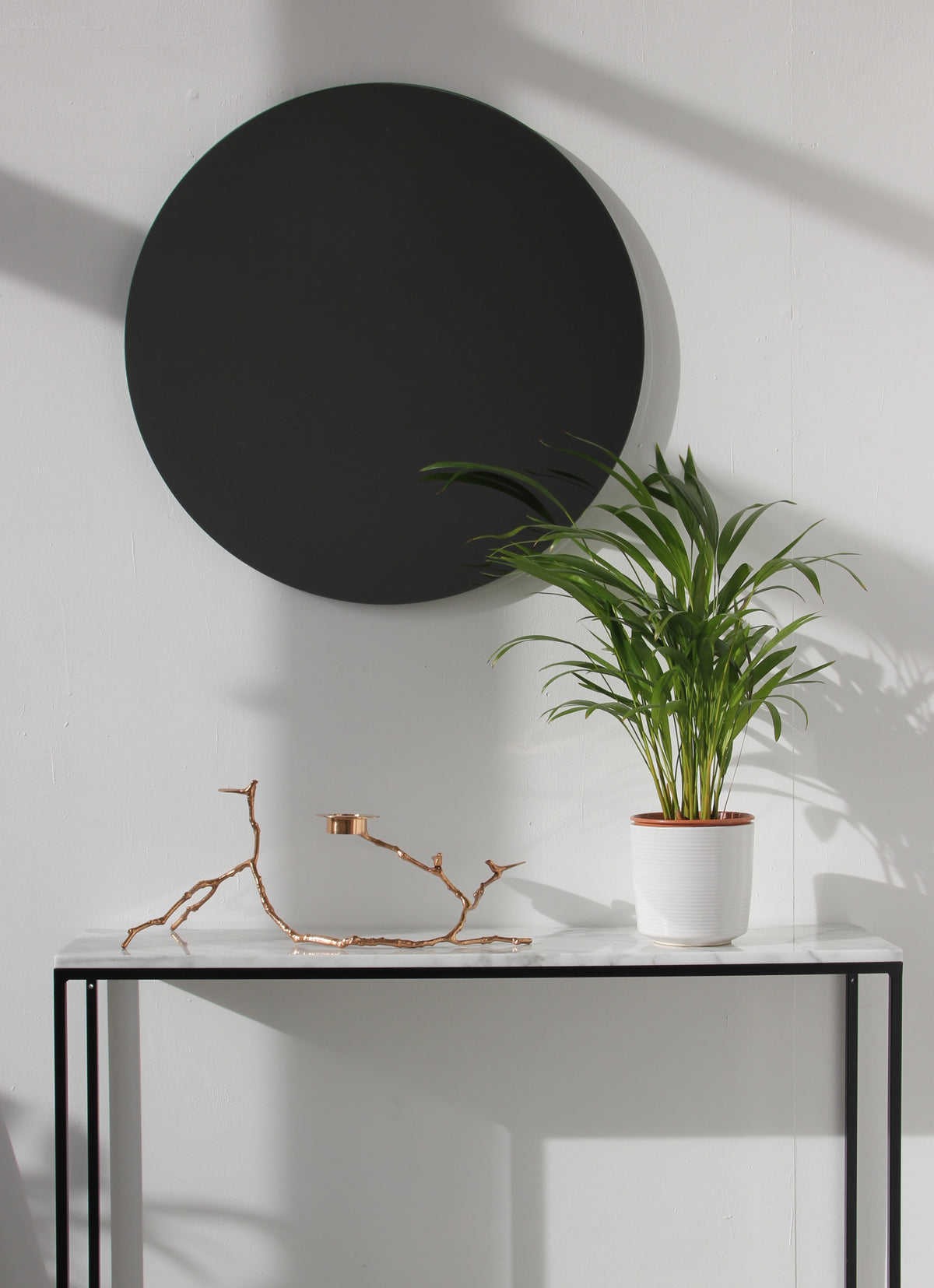 Orbis™ Contemporary Black Tinted Round Frameless Mirror