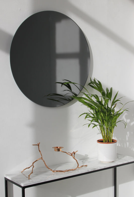 Orbis™ Contemporary Black Tinted Round Frameless Mirror