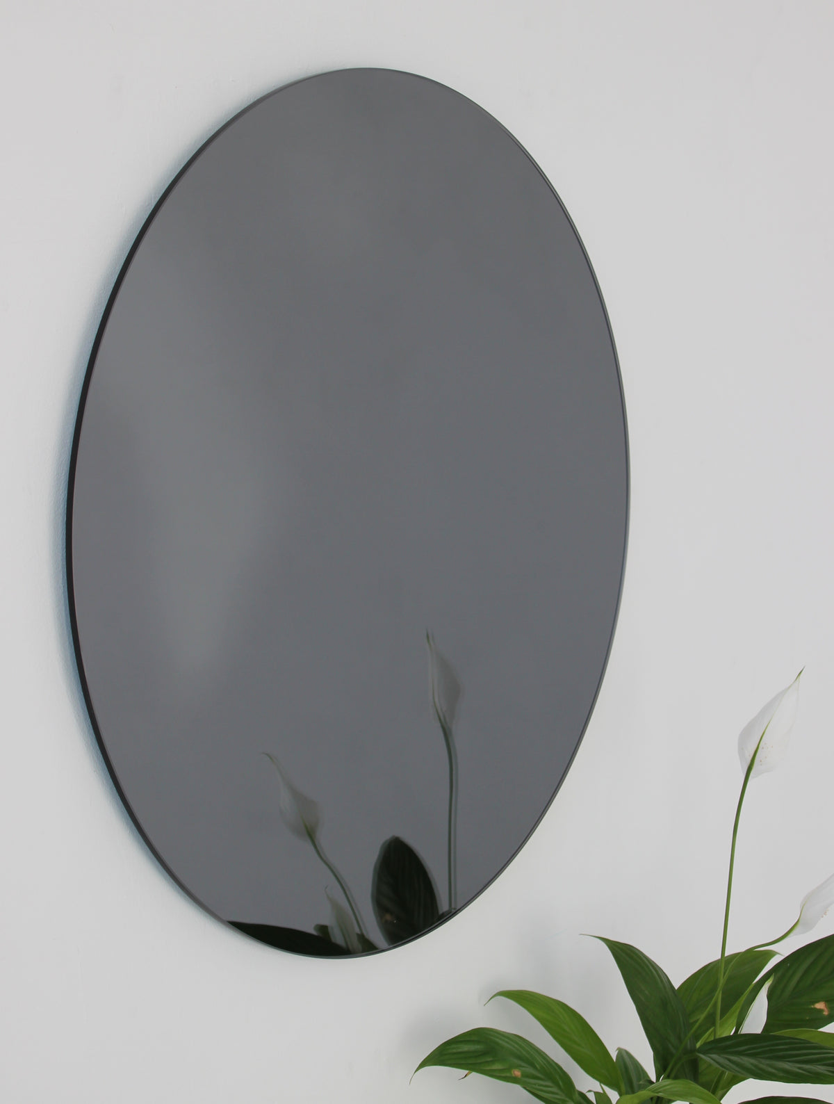 Orbis™ Contemporary Black Tinted Round Frameless Mirror
