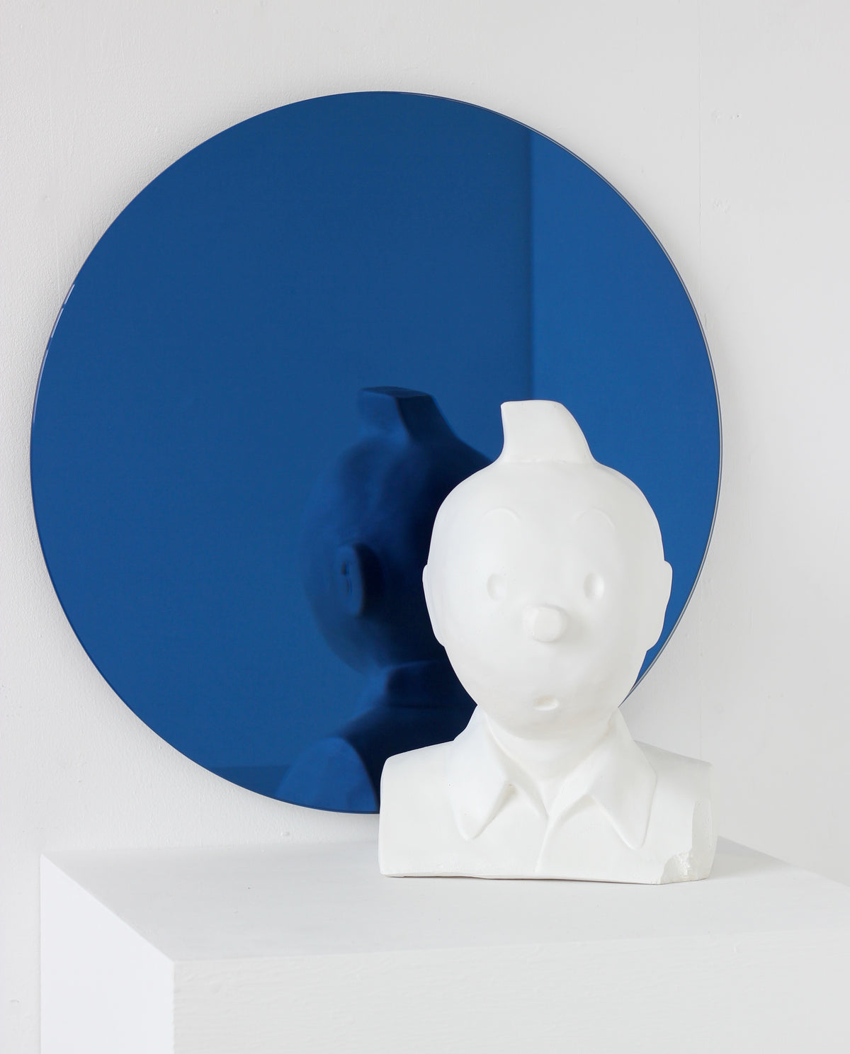 Orbis™ Blue Tinted Round Contemporary Frameless Mirror with Floating Effect