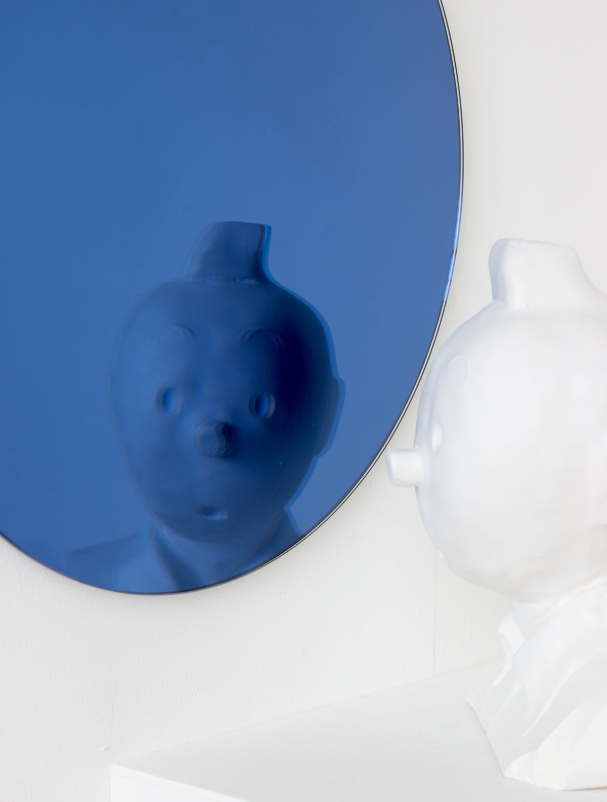 Orbis™ Blue Tinted Round Contemporary Frameless Mirror with Floating Effect