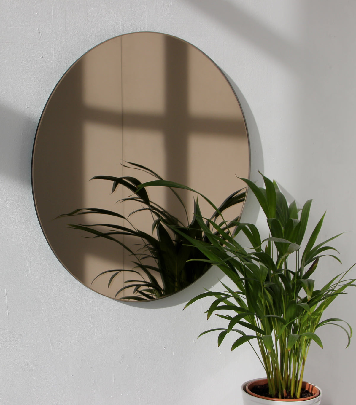 Orbis™ Bronze Tinted Round Minimalist Frameless Mirror