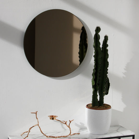 Orbis™ Bronze Tinted Round Minimalist Frameless Mirror
