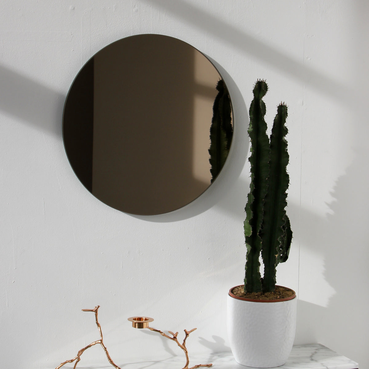 Orbis™ Bronze Tinted Round Minimalist Frameless Mirror