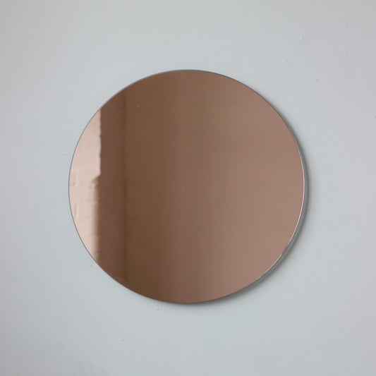 Ex-Display Orbis™ Rose Gold Tinted Round Minimalist Frameless Mirror, Large