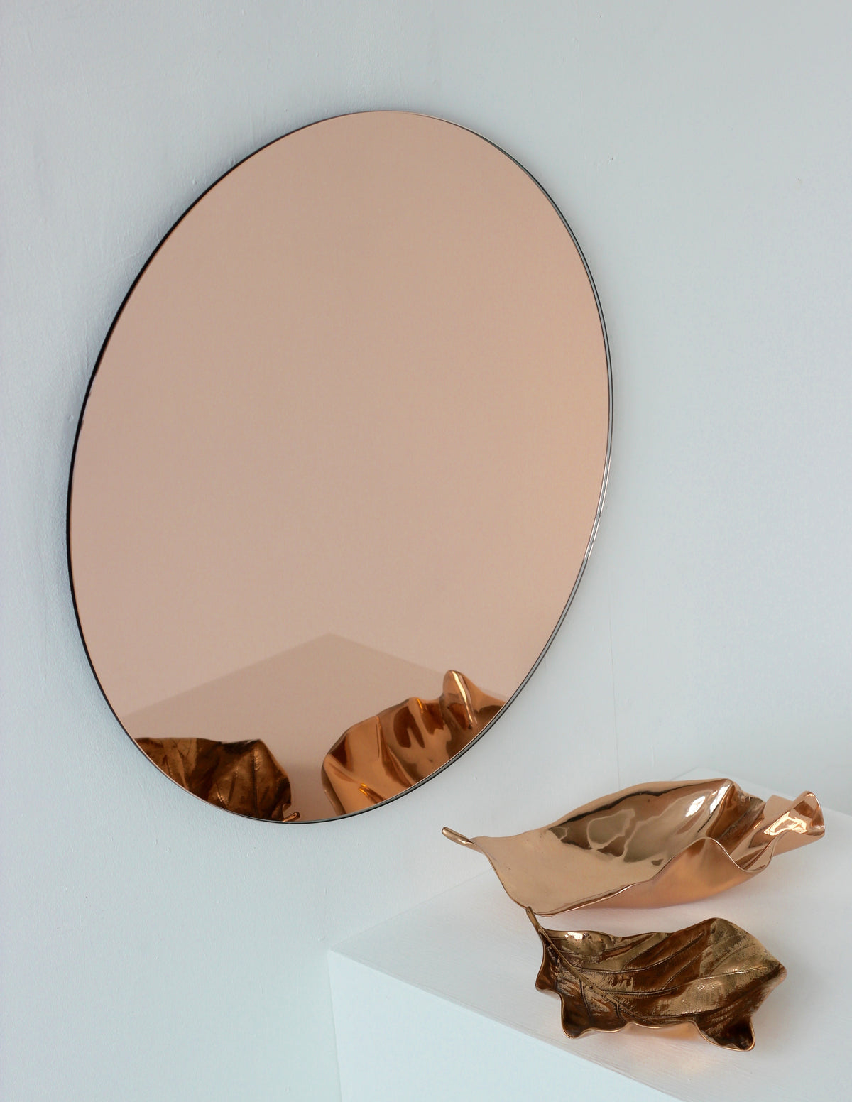 Orbis™ Rose gold Tinted Contemporary Round Frameless Mirror