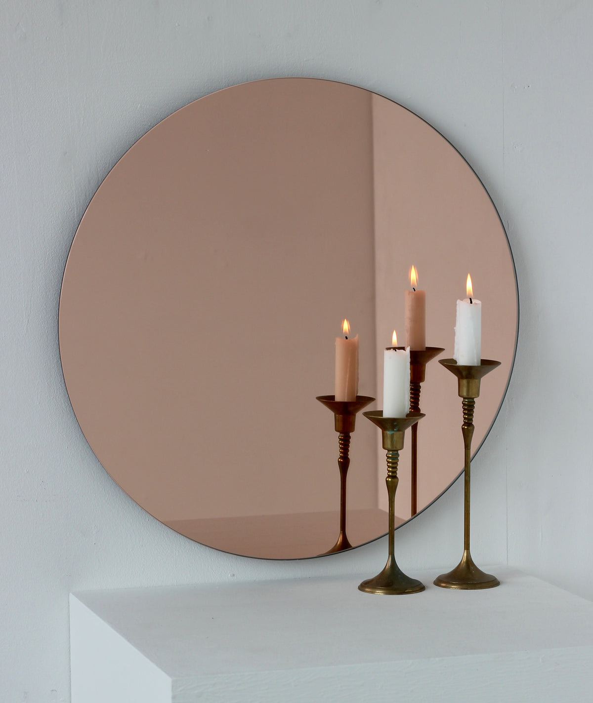 Orbis™ Rose gold Tinted Contemporary Round Frameless Mirror