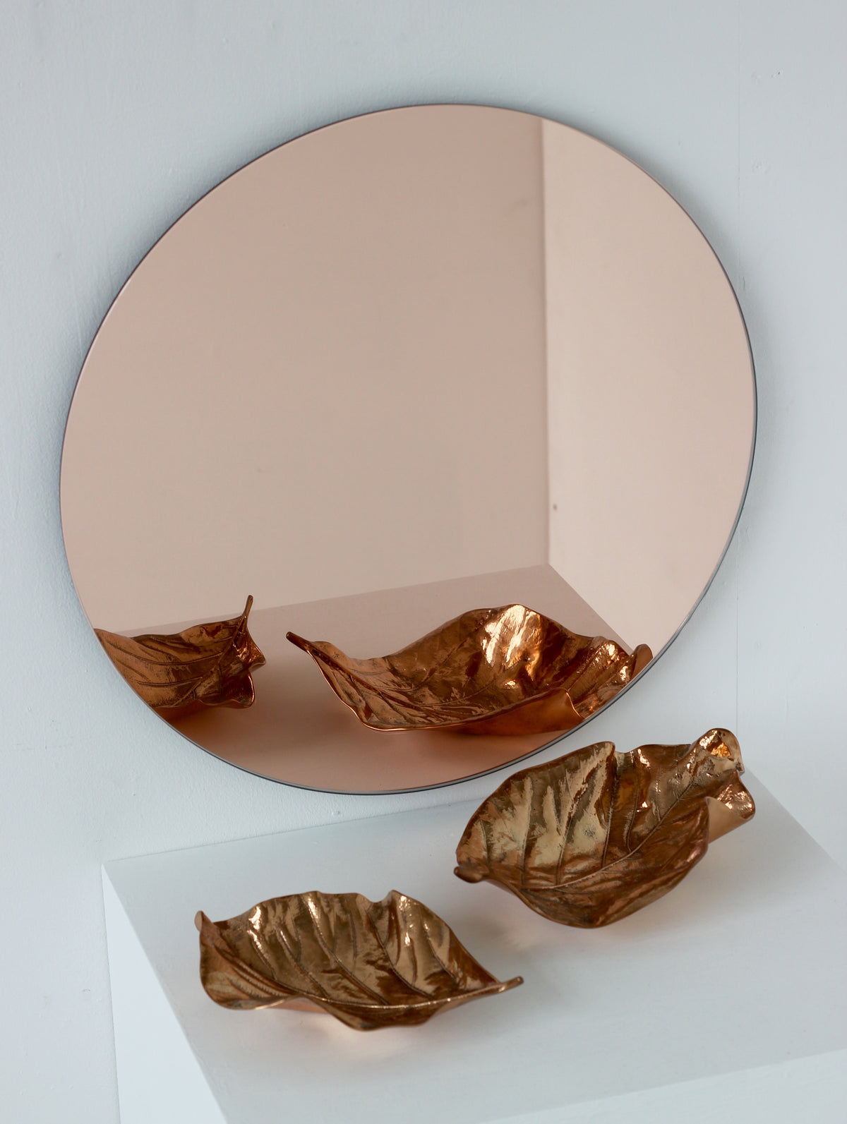 Orbis™ Rose gold Tinted Contemporary Round Frameless Mirror