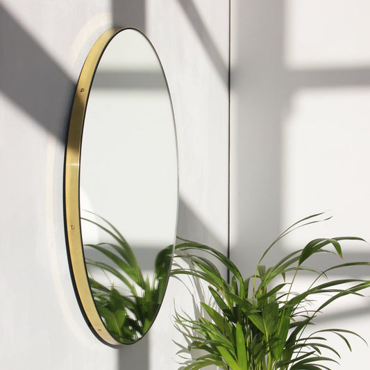 Set of 2 Bespoke Orbis™ Round Minimalist Customisable Mirror with Elegant Brass Frame (600mm)