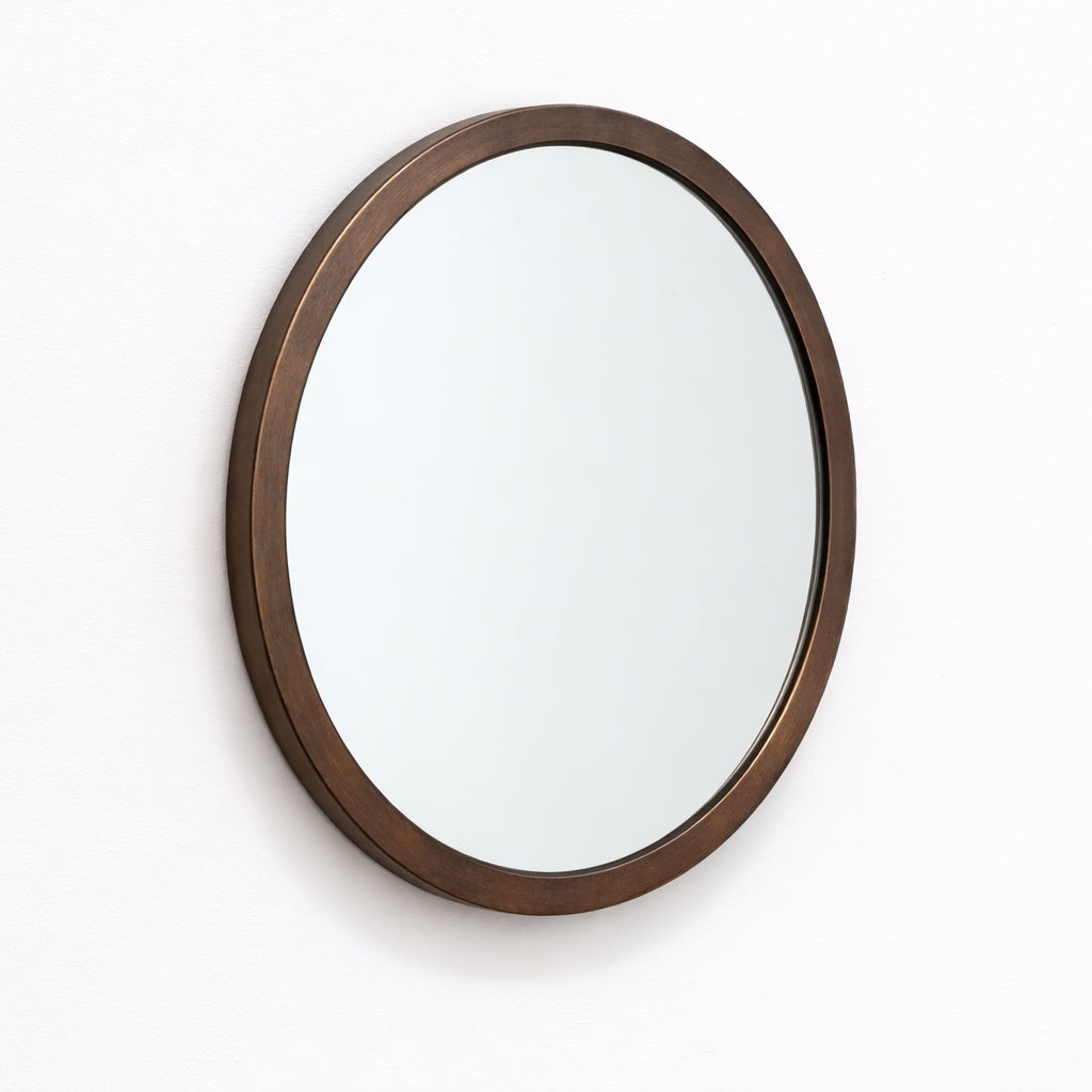 Orbis™ Round Mirror with a Handcrafted Brass Full Frame