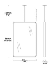Set of 2 bespoke Suspended Quadris™ Mirrors Brushed Brass Frame 1 Rod Front Illumination Double-Sided (914 x 610 x 41mm)