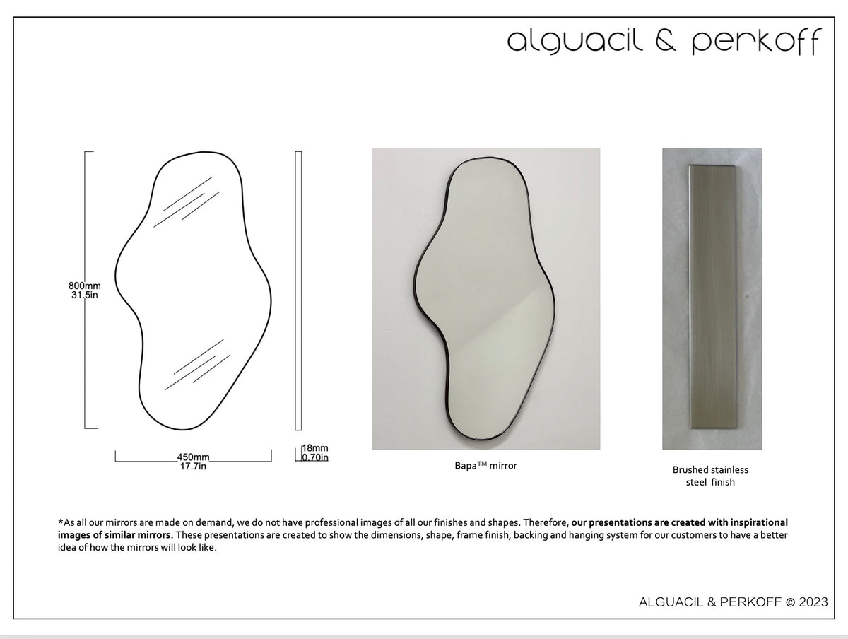 Bespoke Bapa™ Mirror Brushed Stainless Steel Frame Finish (800 x 450 x 24mm)